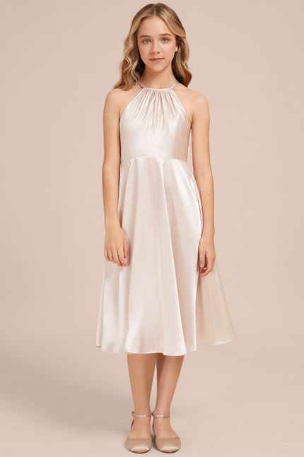Robe Midi Satinée Rose Pâle - gallery 4