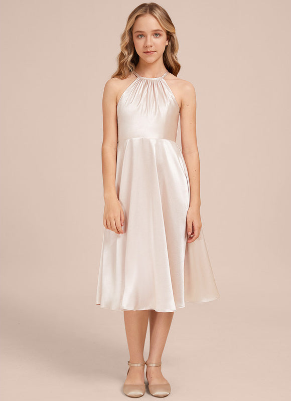 Robe Midi Satinée Rose Pâle - gallery 4
