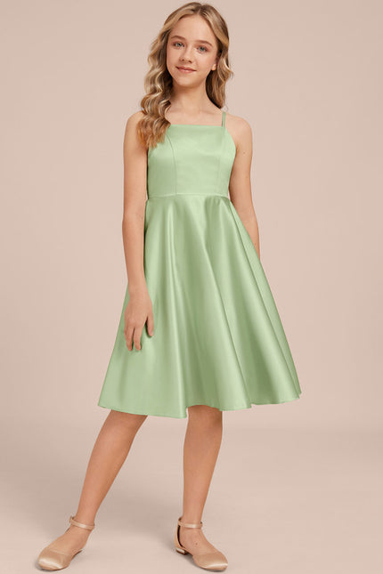 Robe Midi Satin Évasée Verte - gallery 1
