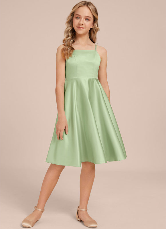 Robe Midi Satin Évasée Verte - gallery 1