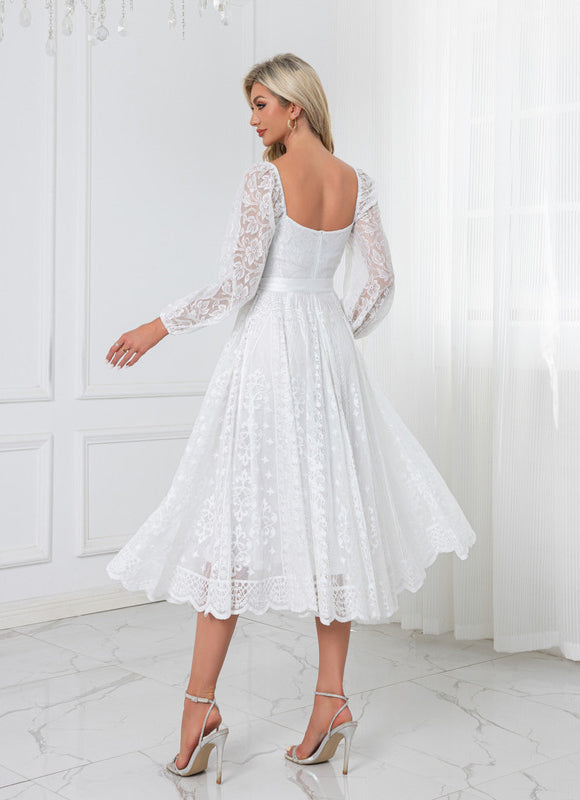 Midi Robe Blanche Femme - gallery 2