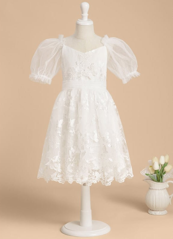 Robe Midi Enfant Dentelle Blanche - gallery 1