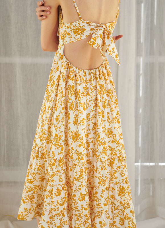 Robe Midi Jaune Champêtre - gallery 1