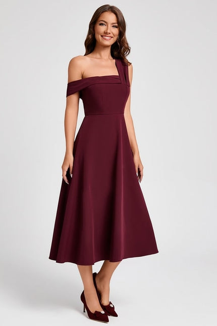 Robe Midi Bordeaux Épurée - gallery 3