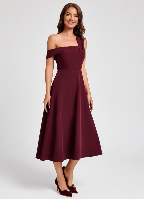 Robe Midi Bordeaux Épurée - gallery 3