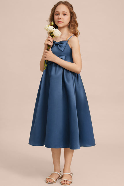 Robe Midi Satin Bleu Foncé - gallery 4