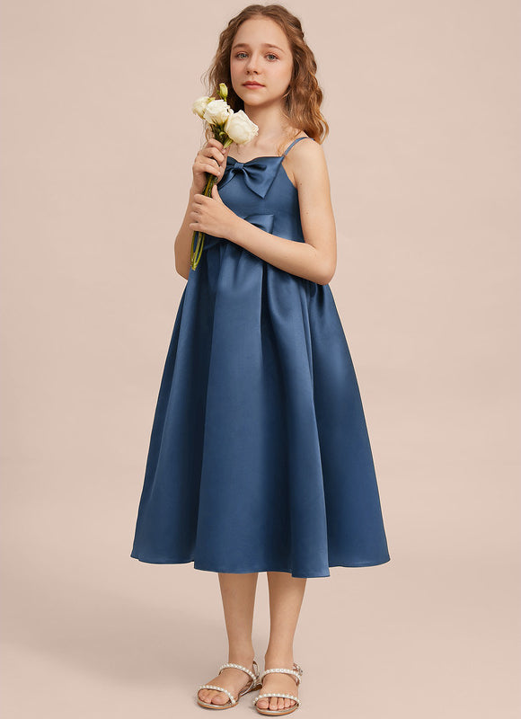 Robe Midi Satin Bleu Foncé - gallery 4
