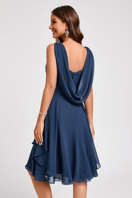 Robe Midi Aérienne Marine - gallery 1