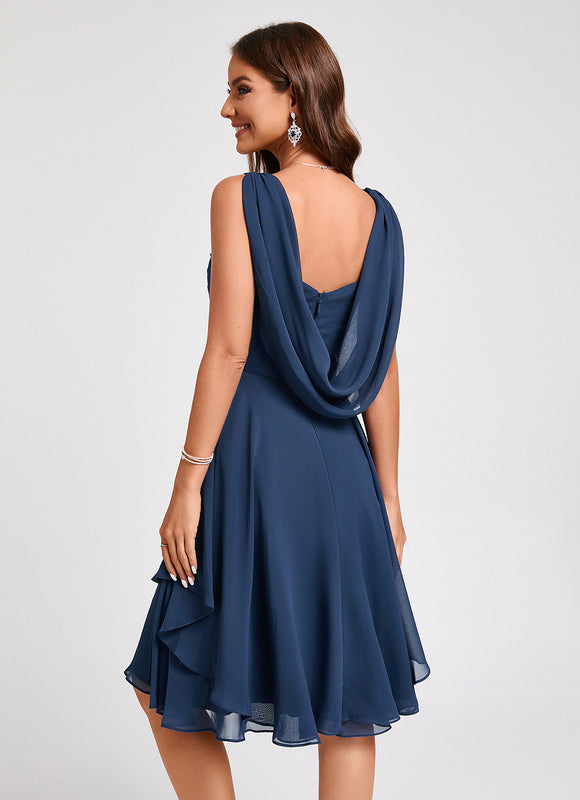 Robe Midi Aérienne Marine - gallery 1