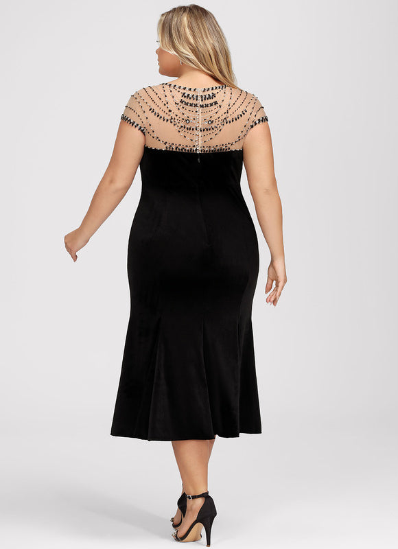 Robe Midi Velours Noir Élégante - gallery 7