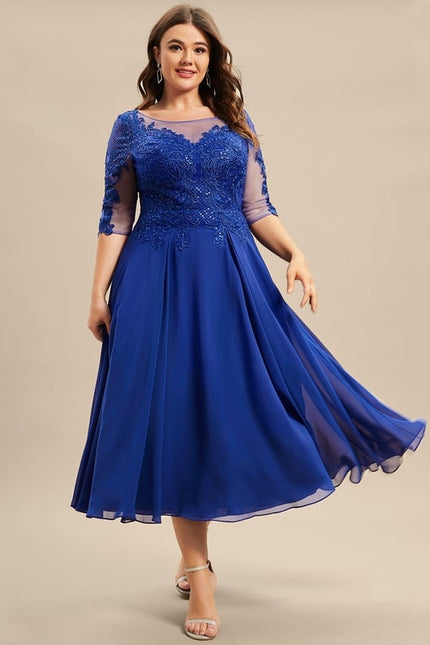 Robe Midi Bleu Élégante - gallery 6