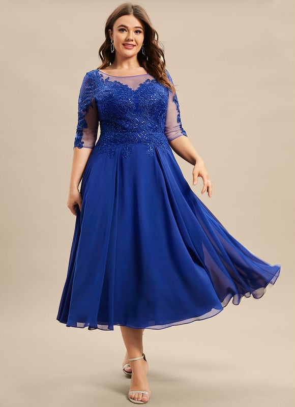 Robe Midi Bleu Élégante - gallery 6
