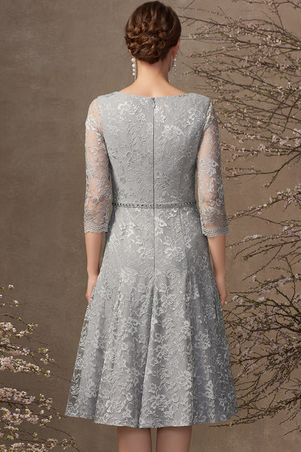 Robe Midi Dentelle Grise - gallery 6