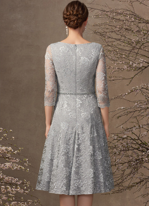 Robe Midi Dentelle Grise - gallery 6