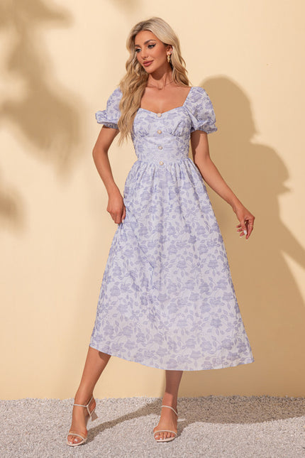 Robe Midi Rose À Volants - gallery 1