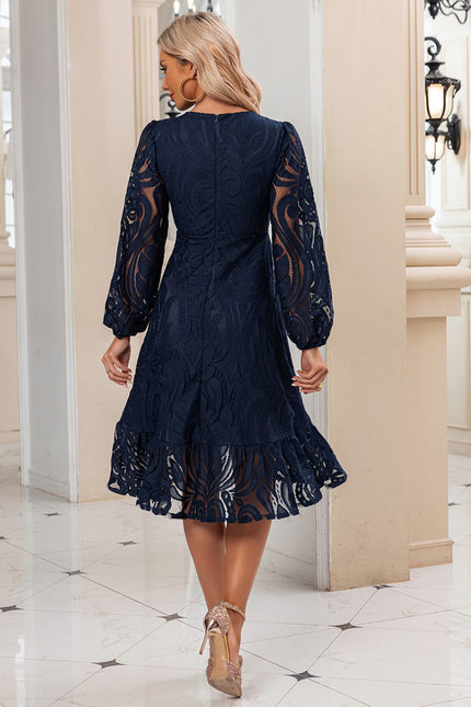 Robe Midi Midi Dentelle Marine - gallery 1