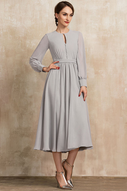 Robe Midi Gris Chic Élégante - gallery 1