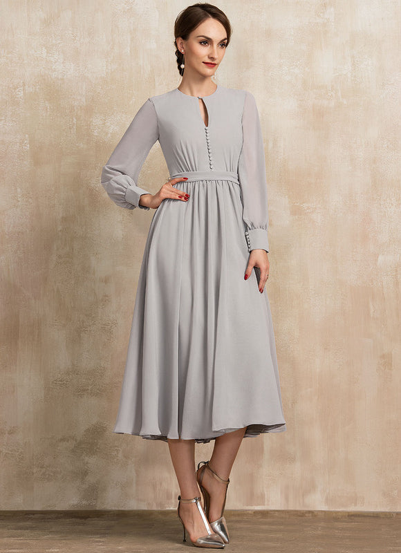 Robe Midi Gris Chic Élégante - gallery 1