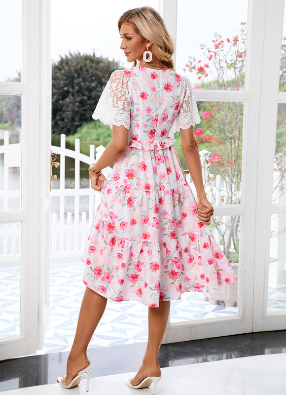 Robe Midi Fleurie Midi Col V - gallery 3