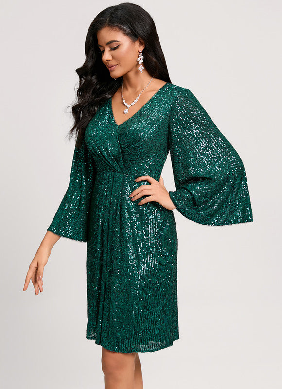 Robe Midi Émeraude Pailletée - gallery 4