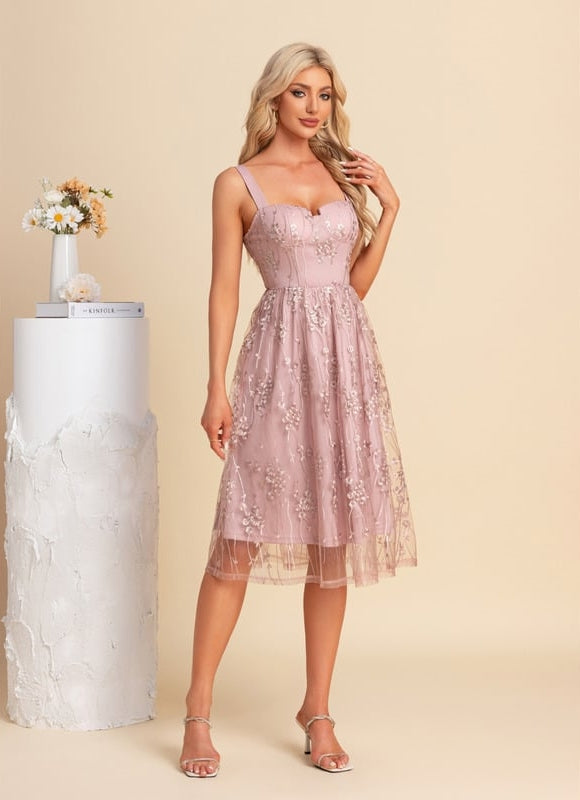 Robe Midi Rose Brodée - gallery 4