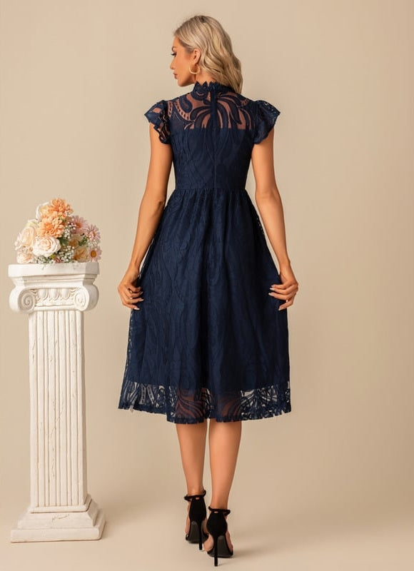 Robe Midi Dentelle Trapèze - gallery 1