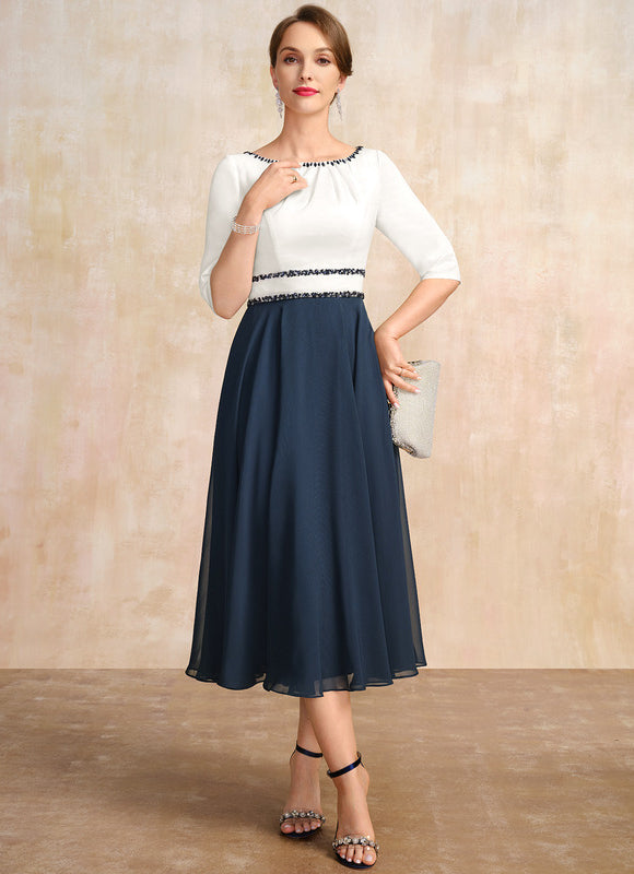 Robe Midi Élégante Marine - gallery 2