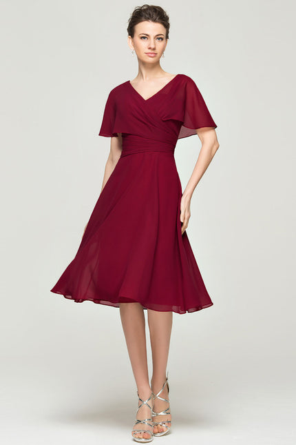 Robe Midi Rouge Élégant Vaporeux - gallery 2