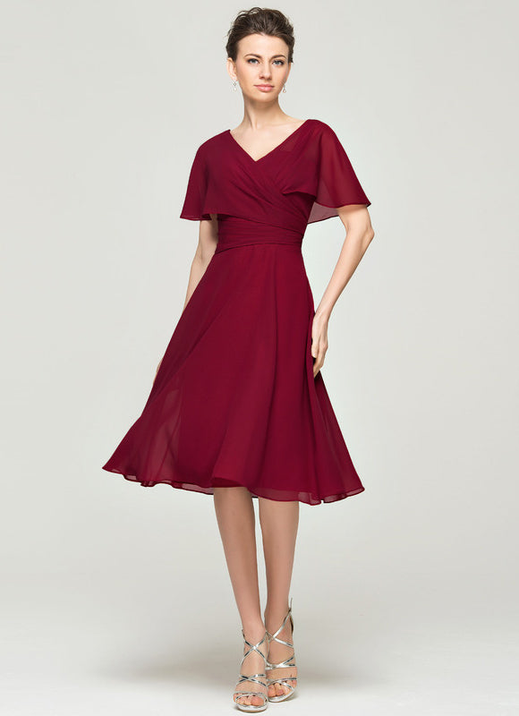 Robe Midi Rouge Élégant Vaporeux - gallery 2