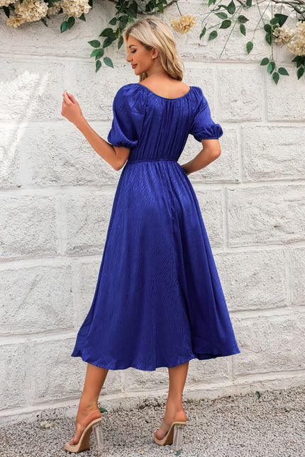 Robe Midi Satin Bleu Royal - gallery 1