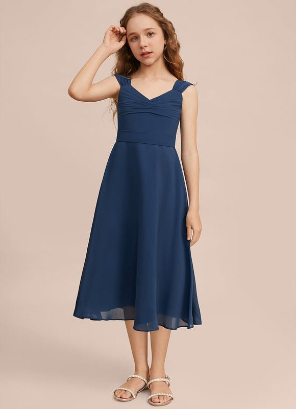 Robe Midi Col V Marine - gallery 2