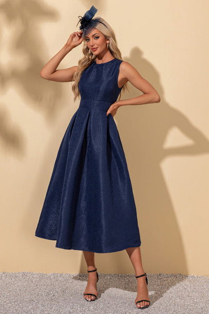 Robe Midi Trapèze Bleu Nuit