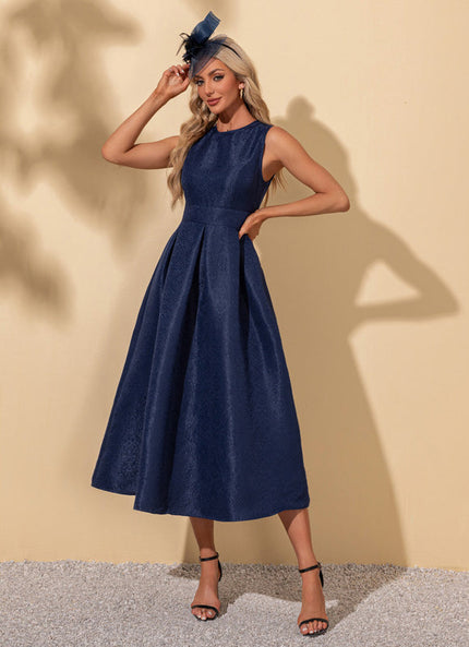 Robe Midi Trapèze Bleu Nuit