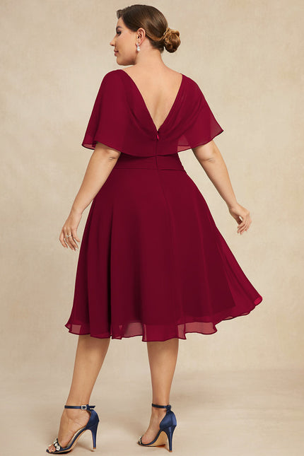 Robe Midi Rouge Élégant Vaporeux - gallery 7