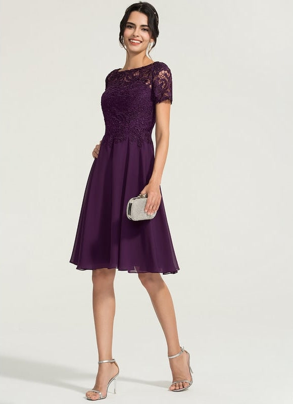 Robe Midi Dentelle Aubergine - gallery 3