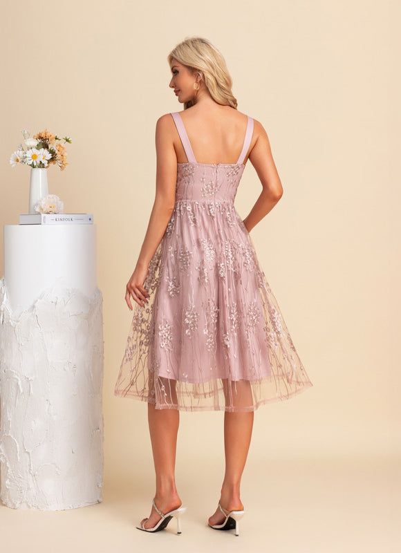 Robe Midi Rose Brodée - gallery 2