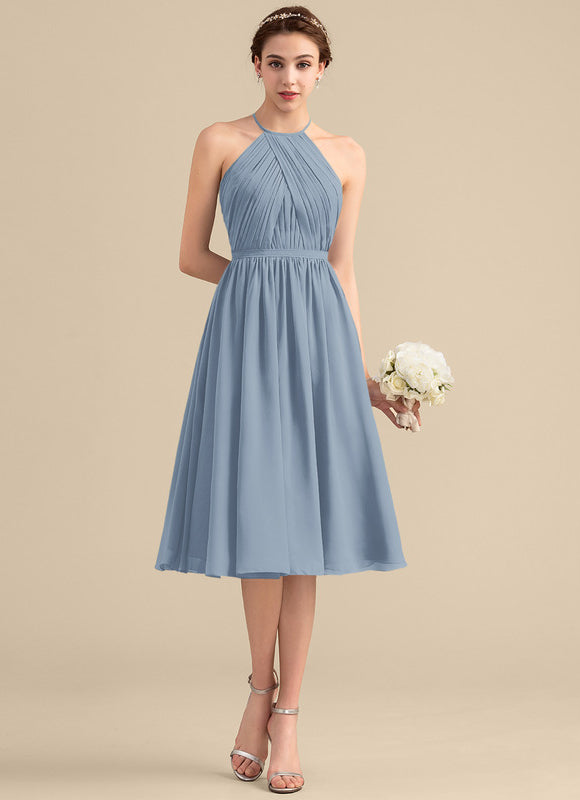 Robe Midi Mousseline Bleu - gallery 2