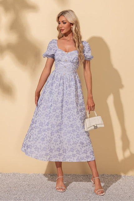 Robe Midi Rose À Volants - gallery 4