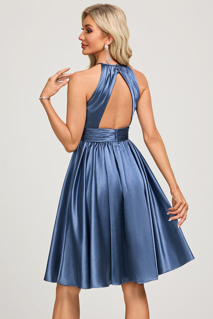 Robe Midi Satin Bleu - gallery 5