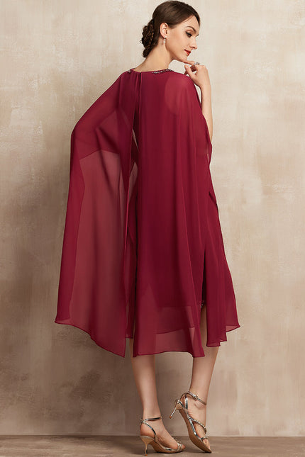 Robe Midi Ailée Bordeaux - gallery 4