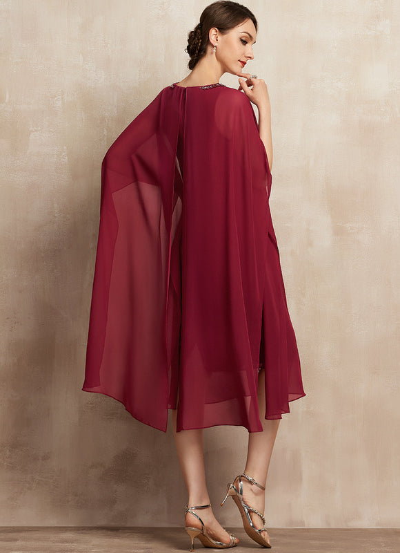 Robe Midi Ailée Bordeaux - gallery 4