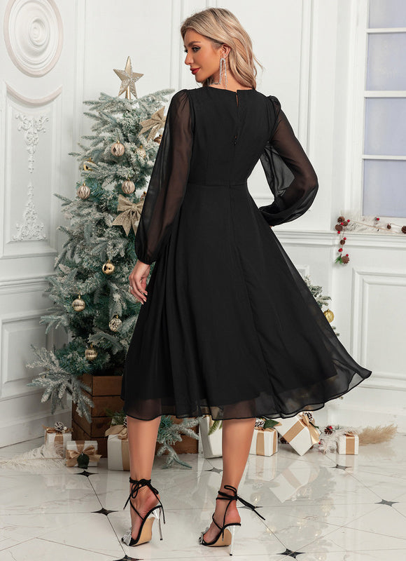 Robe Midi Paillettes Noire - gallery 1