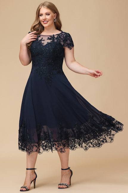 Robe Midi Bleu Élégante - gallery 7