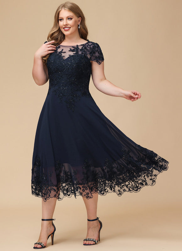 Robe Midi Bleu Élégante - gallery 7