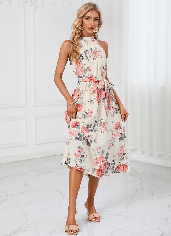 Robe Midi Midi Floral Aquatique - gallery 1