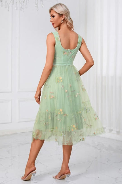 Robe Midi Verte Florale - gallery 2