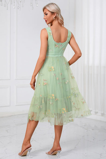 Robe Midi Tulle Vert Pâle - gallery 2