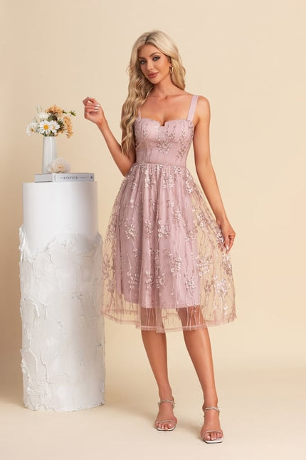 Robe Midi Rose Brodée - gallery 3