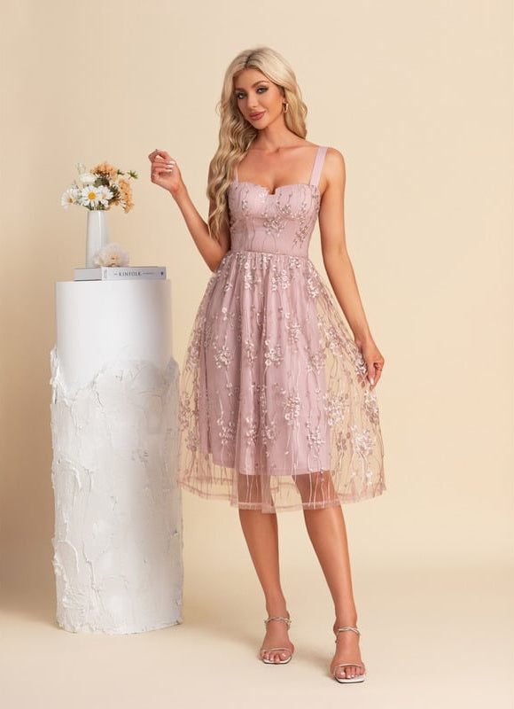 Robe Midi Rose Brodée - gallery 3