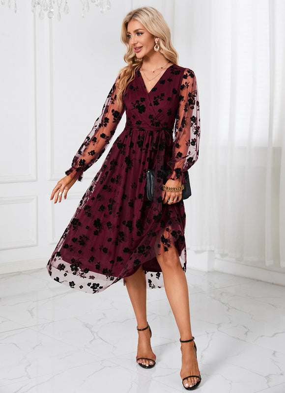 Robe Midi Ébène Florale - gallery 7
